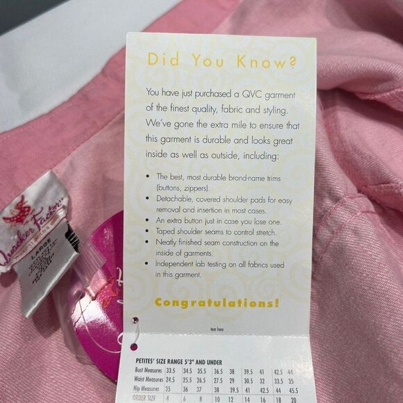 Quacker Factory Womens Denim Jacket Size L Pink Button Up Rhinestone Bling Y2K - Picture 12 of 16